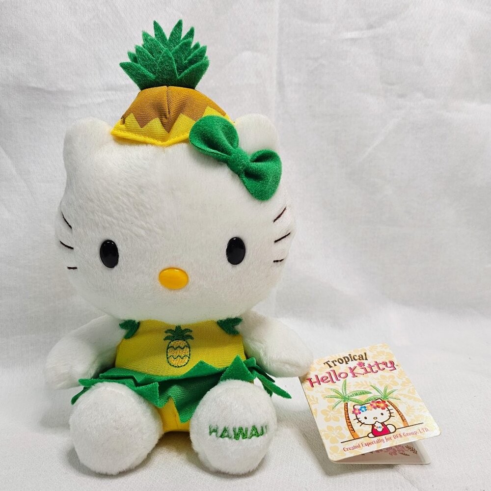 Vintage Hello Kitty Sanrio Tropical Pineapple Outfit Plush Hawaiian Rare 8" NWT